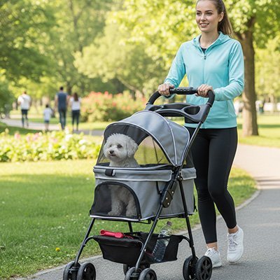 Poussette pour Chien | Confort Mobilité - Pattes & pelages